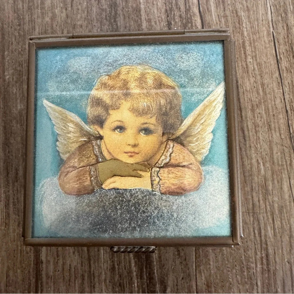 Vintage 90s stained glass angel trinket box - Picture 1 of 7